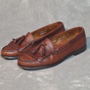 Vintage GH Bass Kiltie Loafers Men's Size 10.5 D Oiled Brown Leather Made In USA